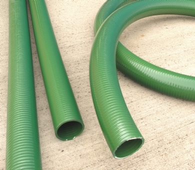 Click to enlarge - Heavy duty, thick wall, flexible PVC suction/discharge hose reinforced with a rigid PVC spiral. A 'proper' hose for a tough job, this hose keeps working when the 'medium' duty hoses have given up. Particularly suitable for irrigation pumps.